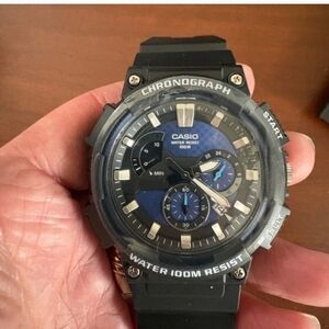 Casio Black and Blue Chronograph Watch Casio Timepiece